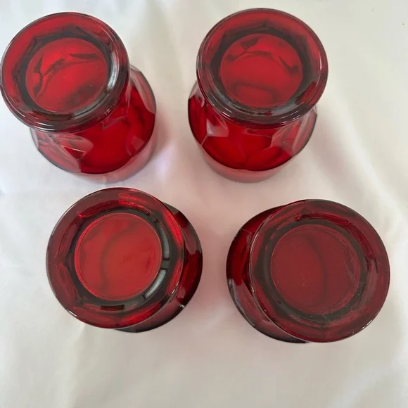 SET OF 4 Vintage Anchor Hocking Georgian Glass Tumbler - Ruby - Picture 3 of 4